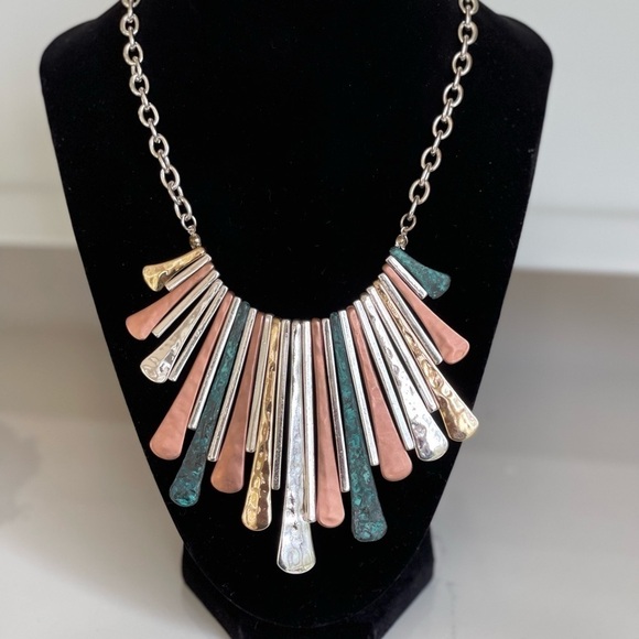 Multi-Color Metal Collar Necklace - Picture 1 of 7